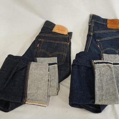 1069	LOT OF TWO PAIRS OF VINTAGE LEVI STRAUSS & COMPANY SELVEDGE JEANS W/ BIG E. ONE IS 503 ZXX SIZE W 28X L 30, THE OTHER IS 503 BXX...