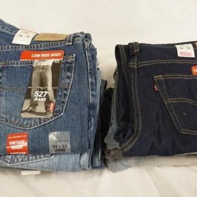 1111	LOT OF NINE PAIRS OF LEVI STRAUSS & COMPANY JEANS. NEW W/ TAGS. ALL HAVE 38 IN WAIST
