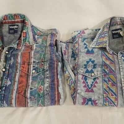 1049	LOT OF TWO VINTAGE WRANGLER BUTTON UP SHIRTS
