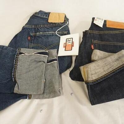 1118	TWO PAIRS OF SELVEDGE JEANS W/ BIG E FROM LEVI'S VINTAGE CLOTHING LINE 

