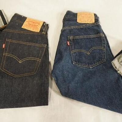 1032	TWO PAIRS OF 501XX LEVI STRAUSS & COMPANY USA MADE SELVEDGE JEANS W/ BIG E. SIZES ARE W 27, L 34 & W 27 L 32, VARYING DEGREE OF WEAR
