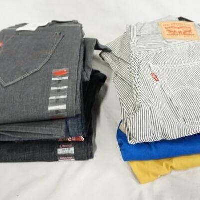 1110	LOT OF NINE PAIRS OF LEVI STRAUSS & COMPANY JEANS. NEW W/ TAGS. ALL HAVE 30 IN WAIST
