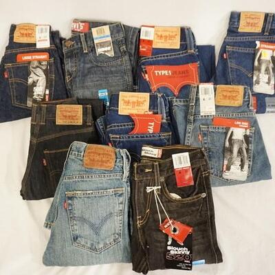 1108	LOT OF NINE PAIRS OF LEVI STRAUSS & COMPANY JEANS. NEW W/ TAGS. ALL ARE SIZE 8 
