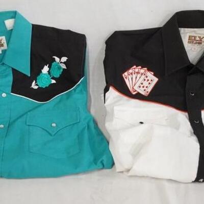 1063	LOT OF TWO VINTAGE ELY CATTLEMAN SHIRTS BOTH ARE SIZE M 

