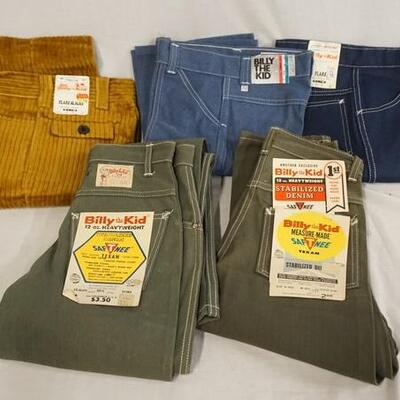 1061	LOT OF FIVE PAIRS OF VINTAGE BILLY THE KID YOUTH SIZED PANTS W/ TAGS 
