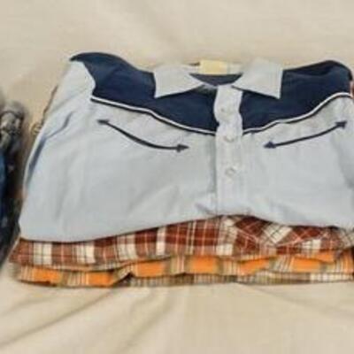 1087	16 BUTTON UP SHIRTS FROM VARIOUS MANUFACTURERS INCLUDING WANGLER, AMERICAN LIVING, LEVI'S, ARIZONA, AMERICAN EAGLE HOLLISTER 
