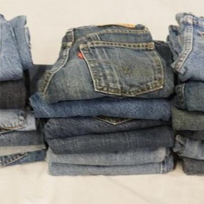 1112	LOT OF 18 PAIRS OF LEVI STRAUSS & COMPANY JEANS. ALL ARE SIZE 8. VARYING DEGREES OF WEAR 
