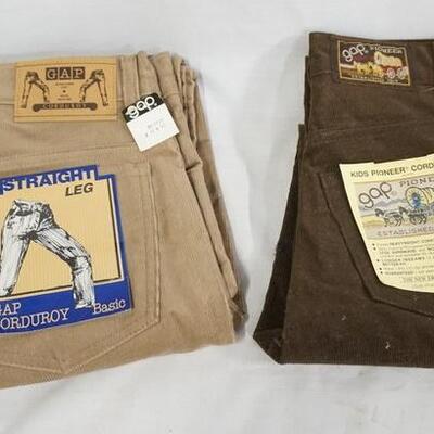 1159	TWO PAIRS OF VINTAGE GAP CORDUROY PANTS NEW W/ TAGS. ONE IS GAP KIDS PIONEER THE OTHER IS SIZE 32 X 30 & 
