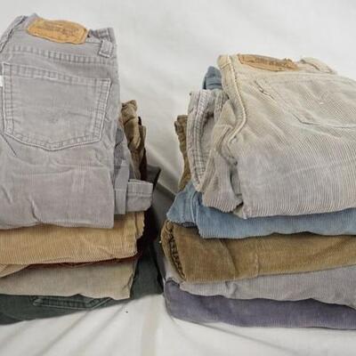 1029	LOT OF TEN PAIRS OF VINTAGE LEVI STRAUSS & COMPANY CORDUROY PANTS, VARYING DEGREE OF WEAR
