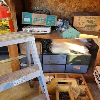 https://ctbids.com/#!/description/share/697704 Miscellaneous lot of nails, staples and other items to stock the workshop area.

 