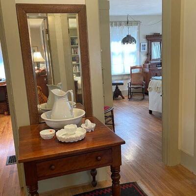 Large 19th C. Table & Pitcher/Bowl