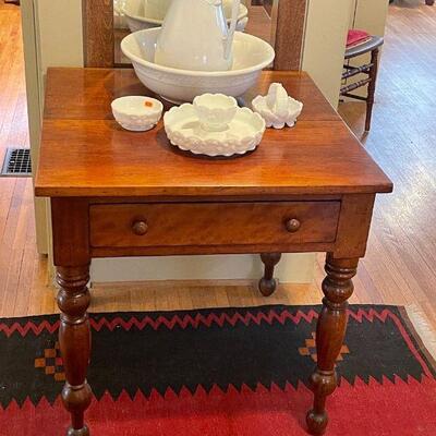 Large 19th C. Antique Table & Pitcher/Bowl