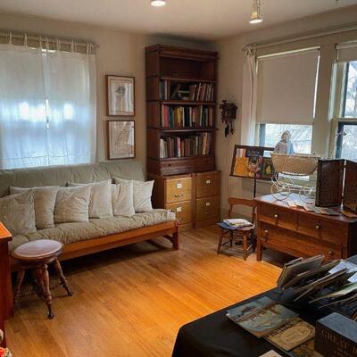 Bedroom - Futon - Globe Bookcase - Piano Stool