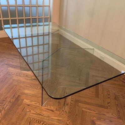 Double Pedestal Glass Dining Table