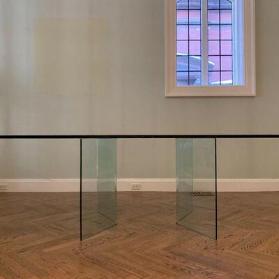 Double Pedestal Glass Dining Table