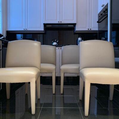 Donghia Leather Chairs, Set of Four
