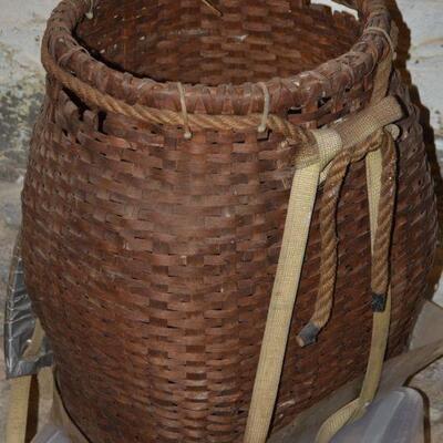 Handmade backpack basket used for Ice Fishing Traps
