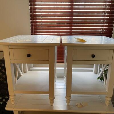 (2) white end tables - 22