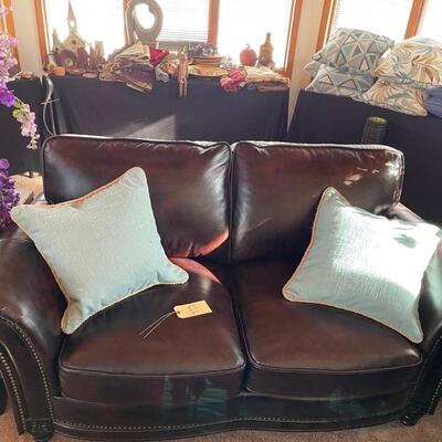 brown leather loveseat - 68