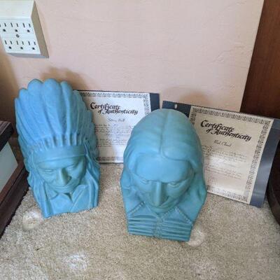 SOLD on Facebook Live Jan 13th - Van Briggle Native American set of 2 