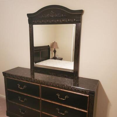 https://ctbids.com/#!/description/share/700543 Large dresser with mirror from the Coal Creek collection by Ashley Furniture. Rich dark...