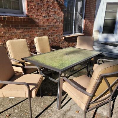 https://ctbids.com/#!/description/share/700546 This is an 8 piece set plus 12 cushions for the chairs. The chairs are 37