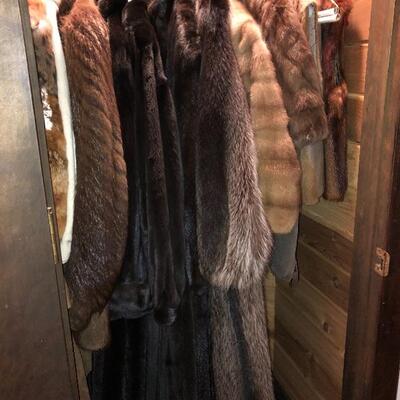 Assorted vintage fur and mink coats