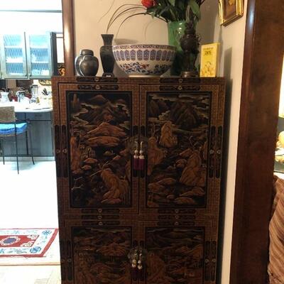 Asian inspired media cabinet