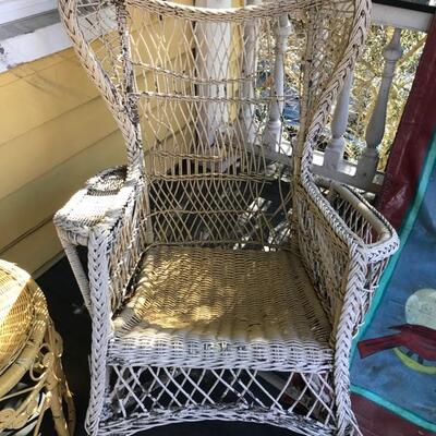 Wicker rocker with magazine rack $10