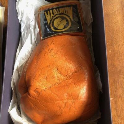 Autographed Boxing Glove - Tommy Hit Man Hearns, Manny Steward and the McRory Brothers
