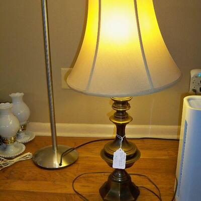 Vintage Brass 3-way Table Lamp with switch on cord.