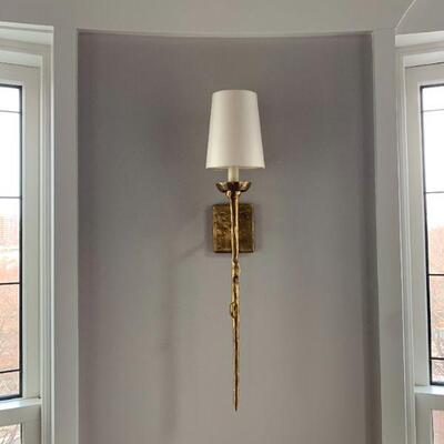 Modern Brass Torchiere Wall Sconces, Set of Six