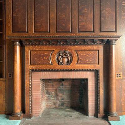 Late 19th Century Hand Carved Fireplace Surround with Cherubs in Rich Satinwood