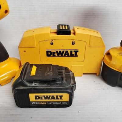#7140 • Two 18V Dewalt Drills With Battery, And 20V Dewalt Battery