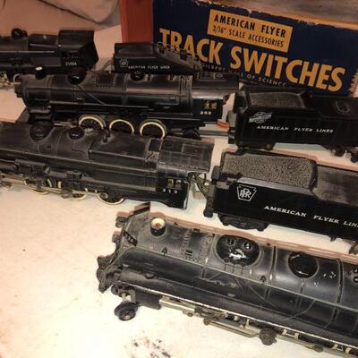 American Flyer train sets many original boxes
Multiple engines
Dozens of cars 
Boxes of track and accessories 
