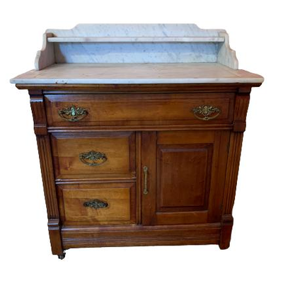 Antique Marble topped wash basin chest