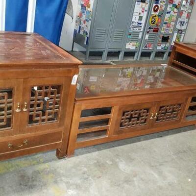 5338 â€¢ Two Asian Style End Tables And Coffee Table