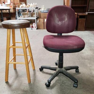 #5348 â€¢ Desk Chair And Wooden Stool