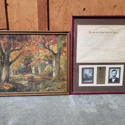 #5258 â€¢ Framed Letter Print From Abraham Lincoln With Certificate Of Authenticity And Piece Of Art

