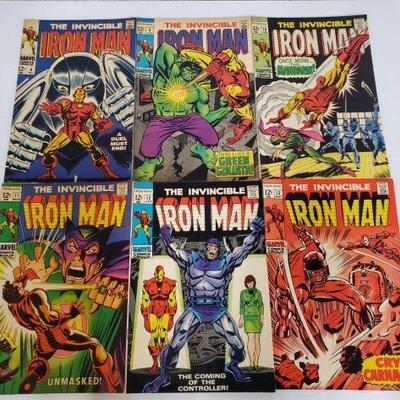 228	
The Invincible Iron Man Comic Books No. 8-13
Issue Numbers are consecutive. Issue Numbers Include 8, 9, 10, 11, 12, 13