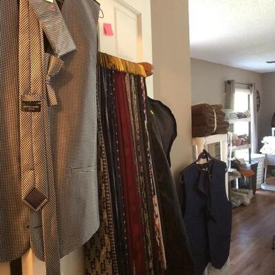 Large selection of neckties, fancy vests, cummerbunds and bowties