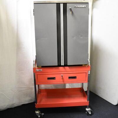US General Utility Cart with Husky Garage Cabinet