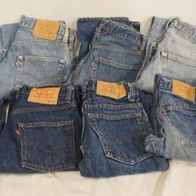 1011	LOT OF TEN PAIRS OF VINTAGE LEVI STRAUSS & COMPANY JEANS W/ RED TABS. SIZES ARE; 29 X 33, 29X 30, 29 X 34, 27 X 30, 27 X 28, 27 X...