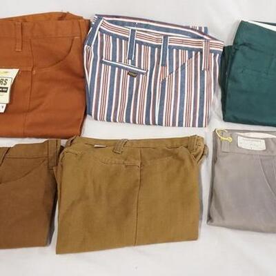 1093	LOT OF SIX PAIRS OF VINTAGE PANTS INCLUDING HONDO SIZE 12, KEY-MAN SIZE 29 X 29,  TWO BLUE BELL BOTH SIZE 10, SPLINTERS (SIZE UNKOWN...