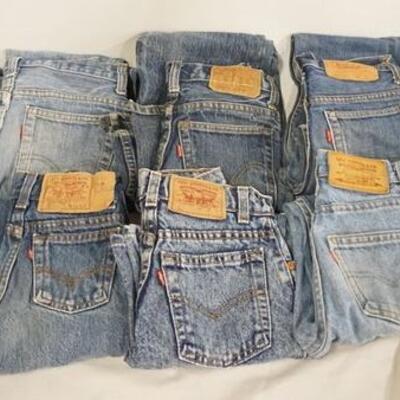 1012	LOT OF TEN PAIRS OF LEVI STRAUSS & COMPANY JEANS W/ RED TABS. ALL ARE YOUTH SIZES; 10, 14, 7, 9, THTEE PAIRS SIZE 12,  THREE PAIRS...