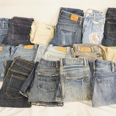 1064	LOT OF 15 PAIRS OF GAP JEANS MOST ARE YOUTH SIZES. VARYING DEGREES OF WEAR 

