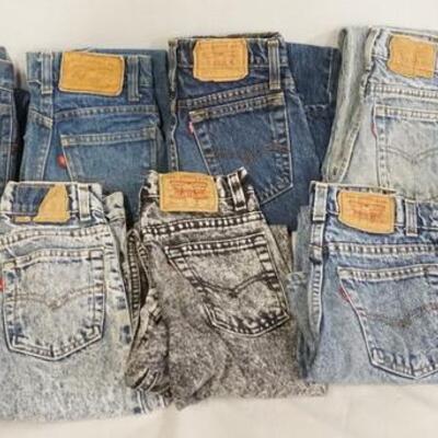 1041	LOT OF TEN PAIRS OF VINTAGE LEVI STRAUSS & COMPANY JEANS W/ RED TABS. ALL ARE YOUTH SIZE; FOUR ARE SIZE 12, TWO ARE SIZE 14, TWO ARE...