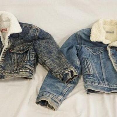 1088	TWO SHERPA LINED LEVIS DENIM JACKETS ONE MEASURES APP. 17 IN SHOULDER TO SHOULDER THE OTHER 17 1/2 IN 
