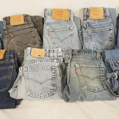 1003	LOT OF NINE PAIRS OF VINTAGE USA MADE LEVI STRAUSS & COMPANY JEANS W/ RED TAB. MOST ARE YOUTH SIZED INCLUDING THREE SIZE 10, TWO...