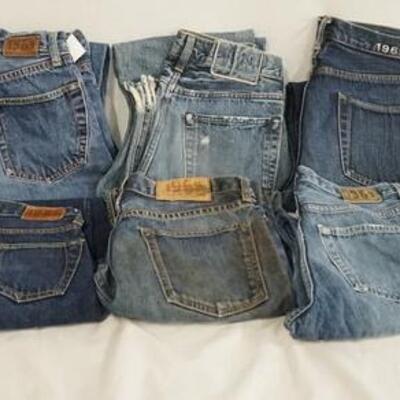 1072	LOT OF 10 PAIRS OF GAP 1969 JEANS. SEVEN PAIRS ARE SELVEDGE THREE ARE NOT. TWO ARE YOUTH SIZES; 6 & 10, THE REST ARE SIZES; 26 X 32,...